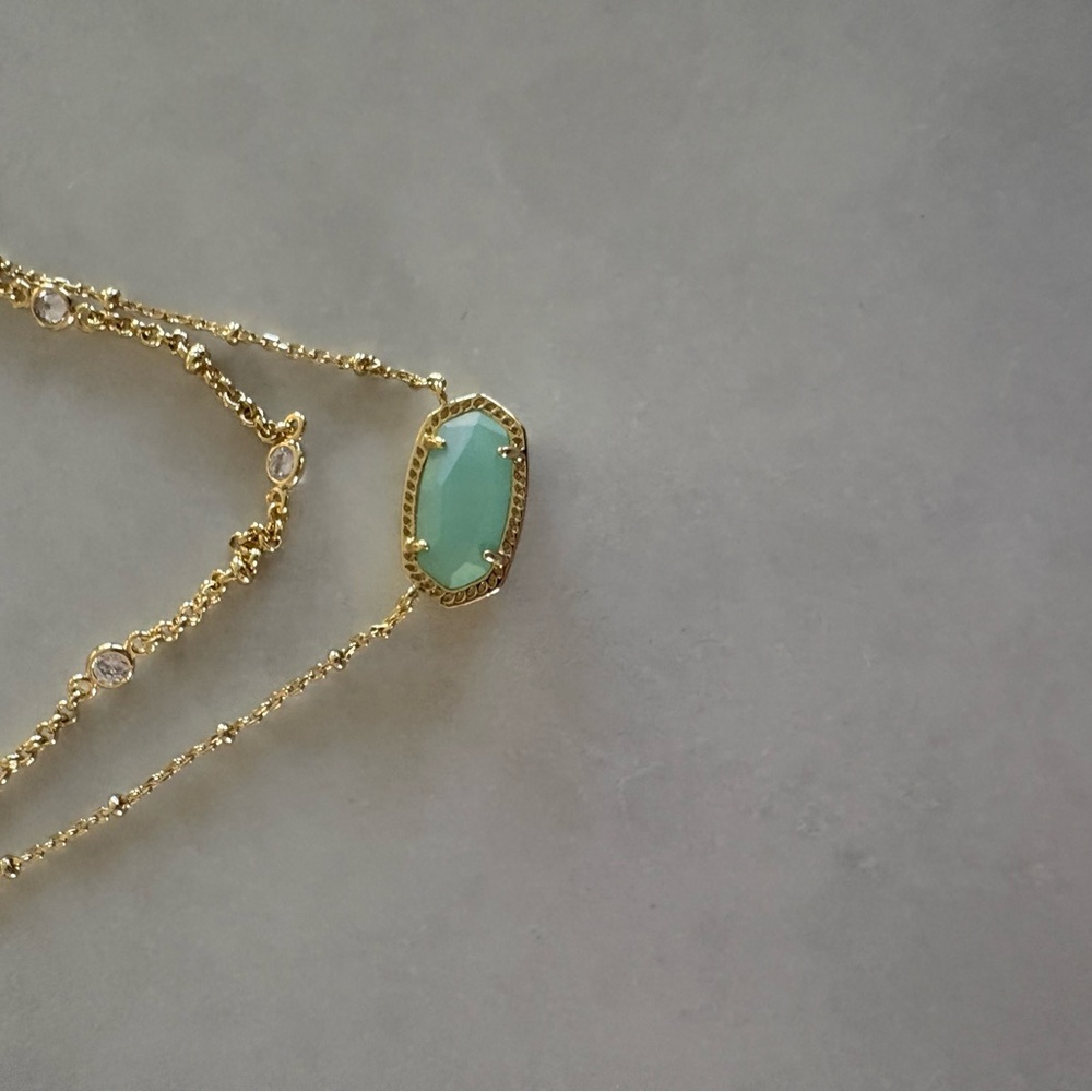Kendra Scott - Gold Plated Necklace with Aqua Green Stone - Picture 1 of 5